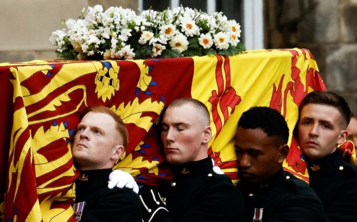 The Queen's coffin is carried